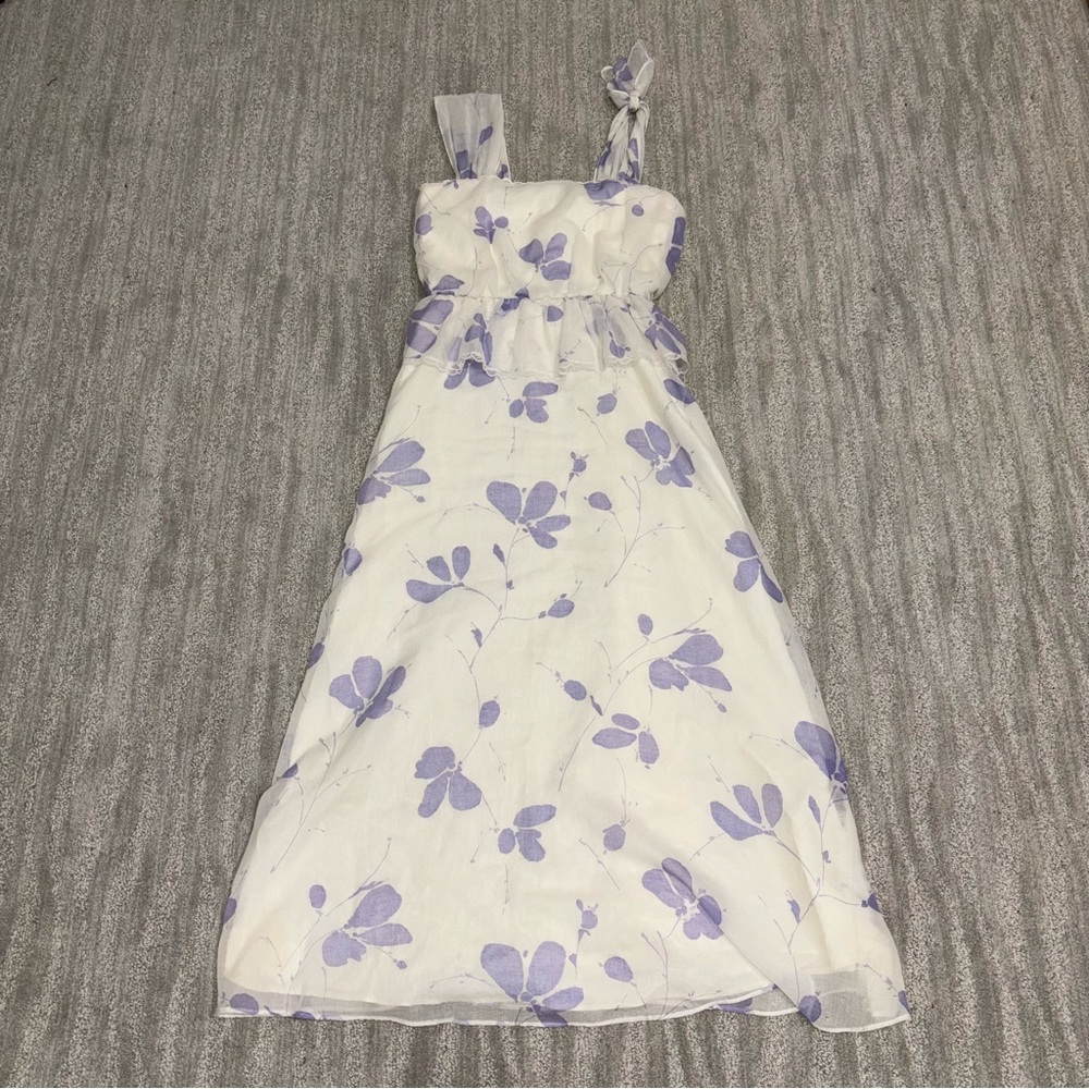 Vintage Union Made A Line Maxi Dress White Floral Boho Cottage Women’s Size M - Picture 1 of 6